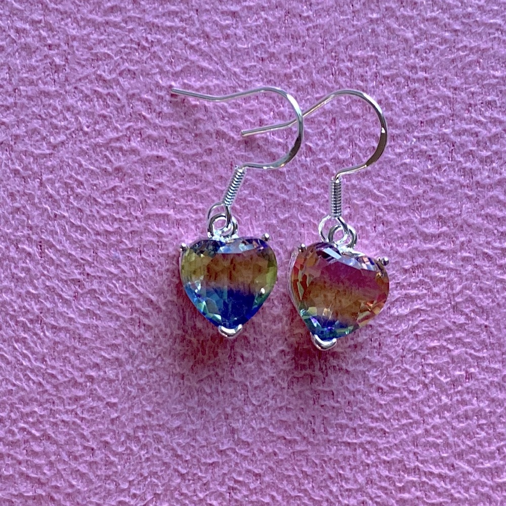 925 Silver tourmaline heart earrings